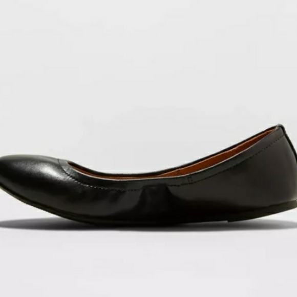 WOMEN'S PAULINA ROUND SCRUNCH CLASSIC BALLET FLATS SIZE 6 BLACK - Picture 2 of 2